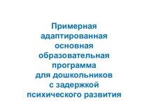 Примерная адаптированная основная образовательная программа для дошкольников с задержкой психического развития