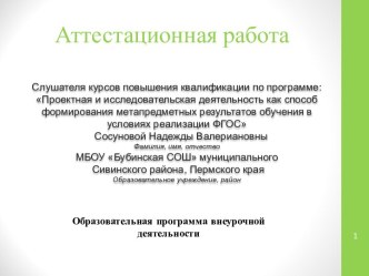 Аттестационная работа. Образовательная программа внеурочной деятельности