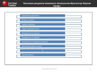 Описание разделов комплекта КонсультантБухгалтер Версия Проф