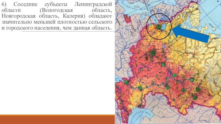 6) Соседние субъекты Ленинградской области (Вологодская область, Новгородская область, Калерия) обладают значительно