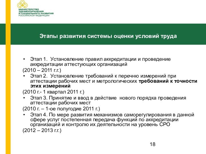 Этап 1. Установление правил аккредитации и проведение аккредитации аттестующих организаций (2010 –