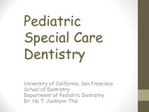 Pediatric Special Care Dentistry