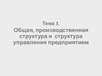 Общая, производственная структура и структура управления предприятием. (Тема 3)