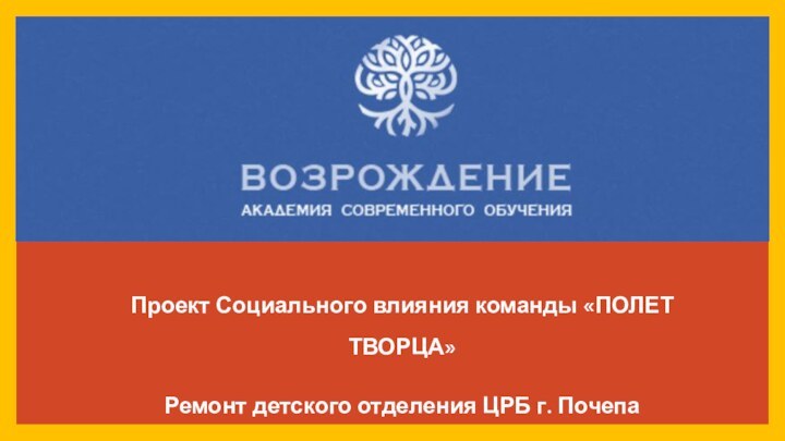 Проект Социального влияния команды «ПОЛЕТ ТВОРЦА»Ремонт детского отделения ЦРБ г. Почепа