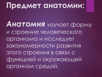 Предмет анатомии