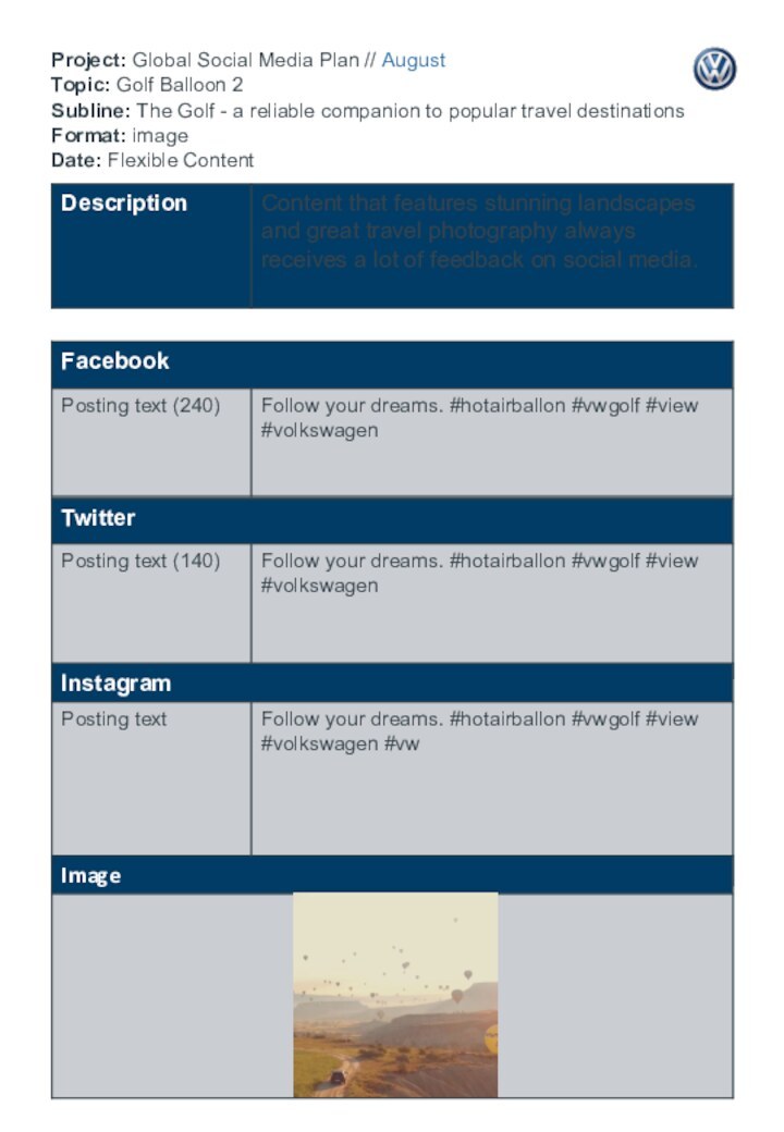 Project: Global Social Media Plan // August  Topic: Golf Balloon 2