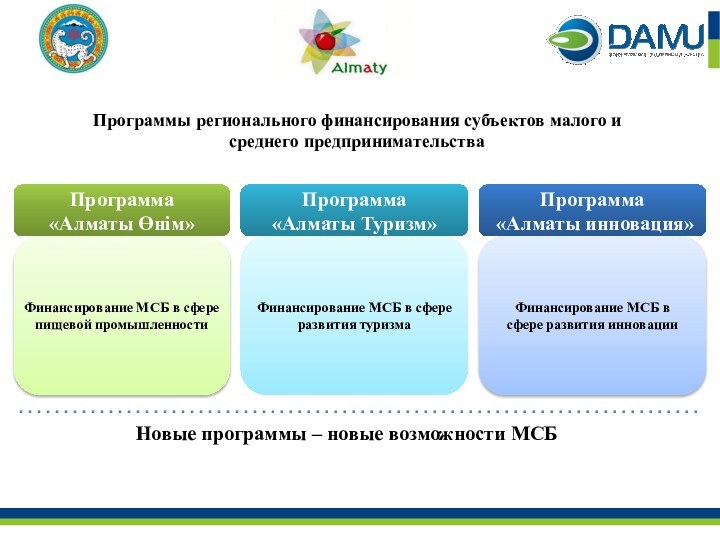 Алматы 2017Программы регионального финансирования субъектов малого и среднего предпринимательстваФинансирование МСБ в сфере