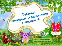 Таблица сложения и вычитания с числом 4