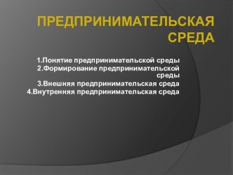 Предпринимательская среда