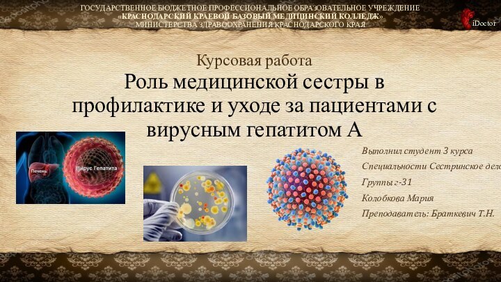 Курсовая работа Роль медицинской сестры в профилактике и уходе за пациентами с