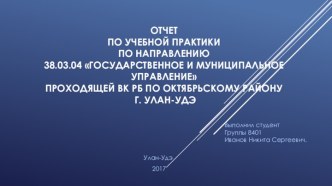 Отчет по учебной практике по направлению 38.03.04 Государственное и муниципальное управление