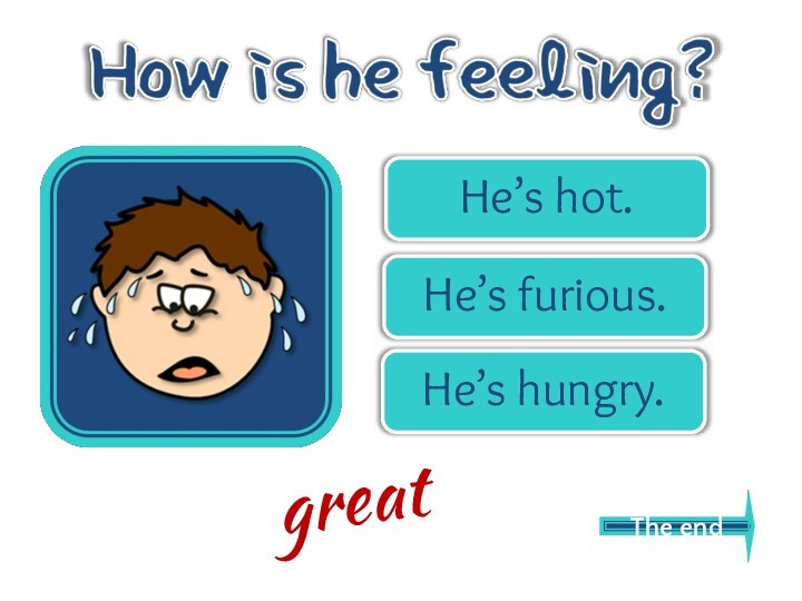 He’s hot.He’s furious.He’s hungry.greatThe end