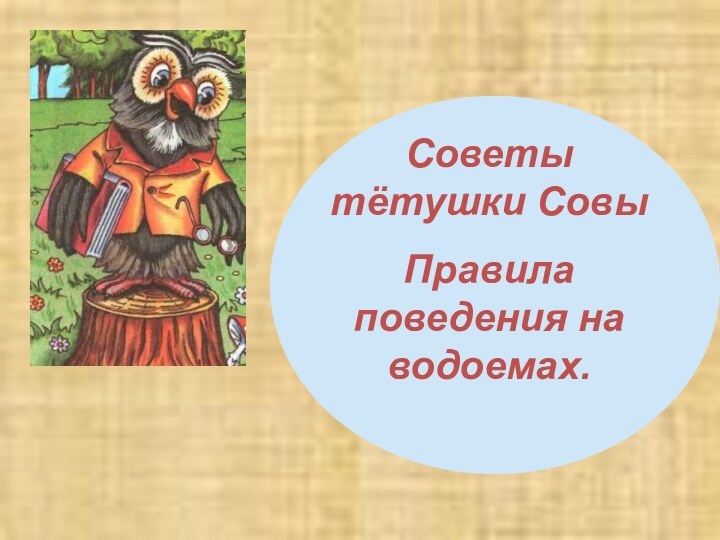 Советы тётушки СовыПравила поведения на водоемах.