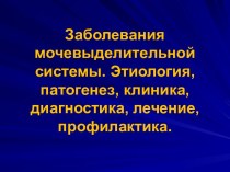 Заболевания мочевыделительной системы. Этиология, патогенез, клиника, диагностика, лечение, профилактика. (Лекция 10)