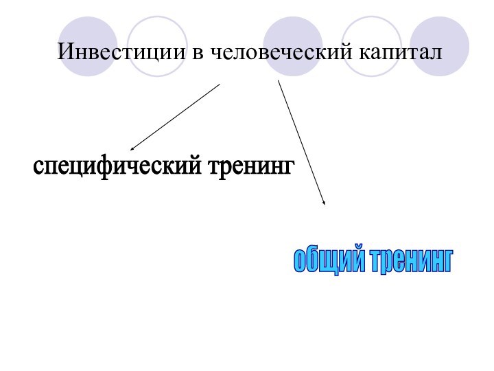 Инвестиции в человеческий капиталспецифический тренинг общий тренинг