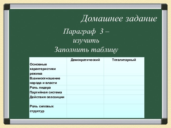 Домашнее заданиеПараграф 3 – изучитьЗаполнить таблицу