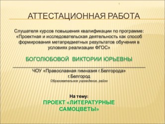 Аттестационная работа. Проект Литературные самоцветы