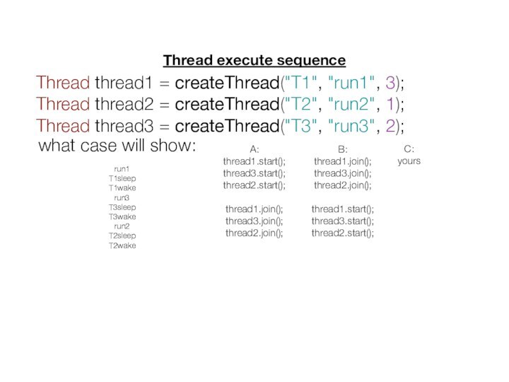 Thread execute sequenceThread thread1 = createThread(