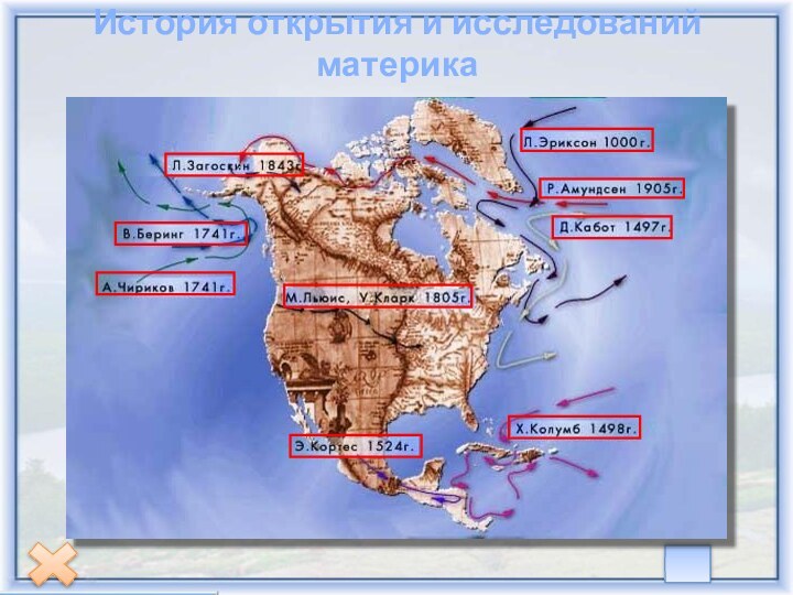 Северная америка открытие и освоение. История открытия и исследования Северной Америки. История исследования Северной Америки. Исследователи Северной Америки на карте. История открытия материка Северная Америка.