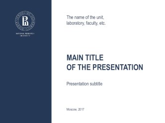 Main title of the presentation. Thematic title of the main text