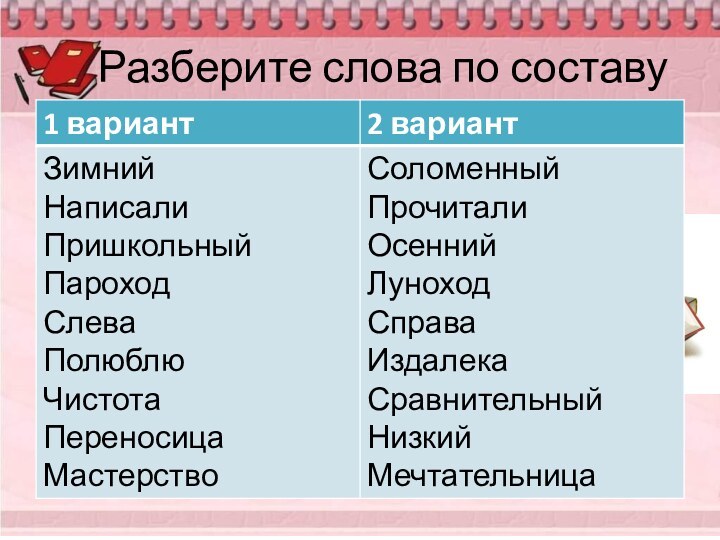 Разберите слова по составу