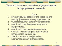 Фінансова звітність підприємства. Інтерпретація та аналіз. (Тема 2)