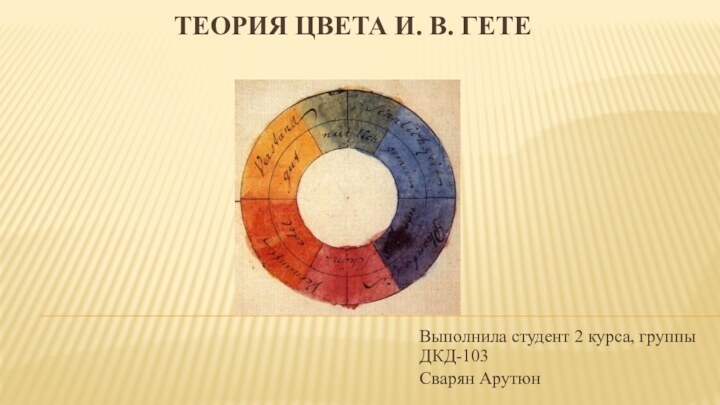 ТЕОРИЯ ЦВЕТА И. В. ГЕТЕВыполнила студент 2 курса, группы ДКД-103Сварян Арутюн