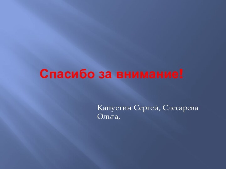 Спасибо за внимание!Капустин Сергей, Слесарева Ольга,