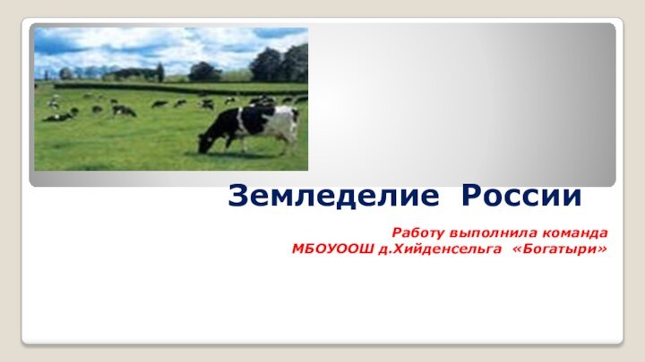 Земледелие РоссииРаботу выполнила команда МБОУООШ д.Хийденсельга «Богатыри»