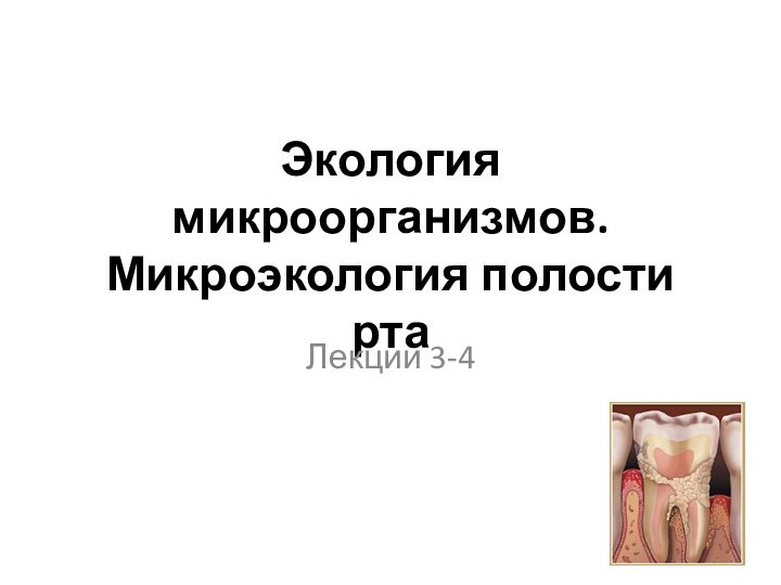 Экология микроорганизмов. Микроэкология полости ртаЛекции 3-4