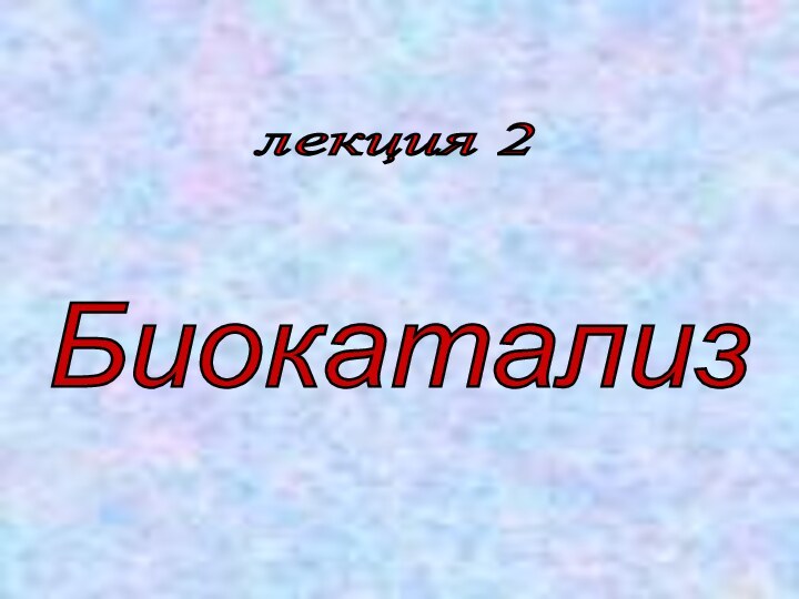 лекция 2 Биокатализ