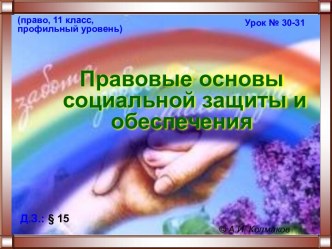 Правовые основы социальной защиты и обеспечения. (11 класс)