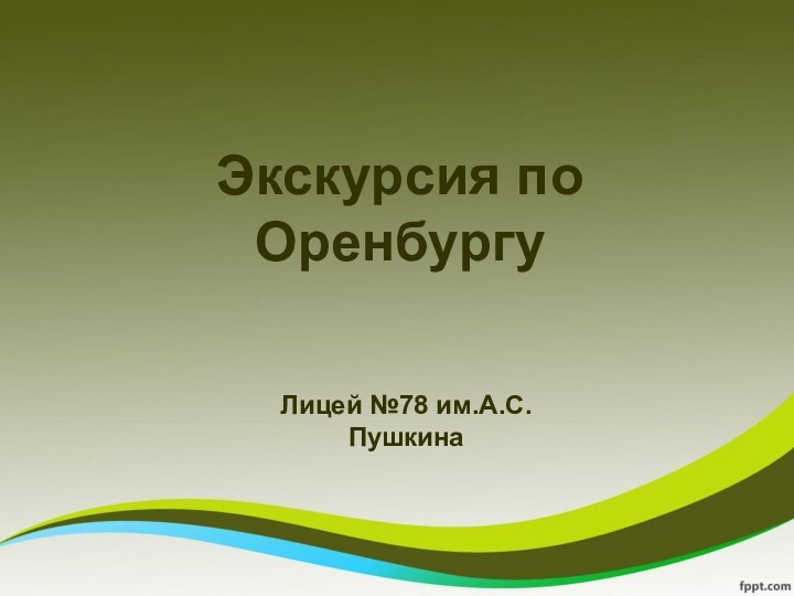 Экскурсия по ОренбургуЛицей №78 им.А.С.Пушкина