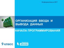 Организация ввода и вывода данных. Начала программирования