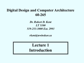 Digital Design and Computer Architecture. Introdution