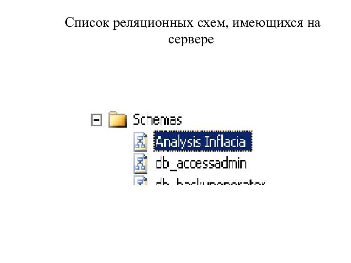 Список реляционных схем, имеющихся на сервере