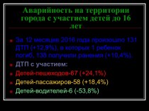 Аварийность на территории города с участием детей до 16 лет