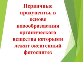 Первичные продуценты, в основе новообразования органического вещества которыми лежит оксигенный фотосинтез