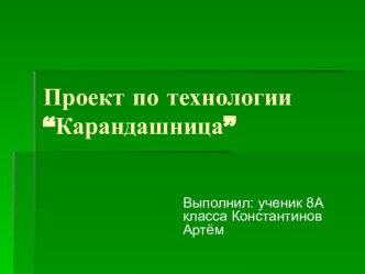 Проект по технологии “Карандашница”