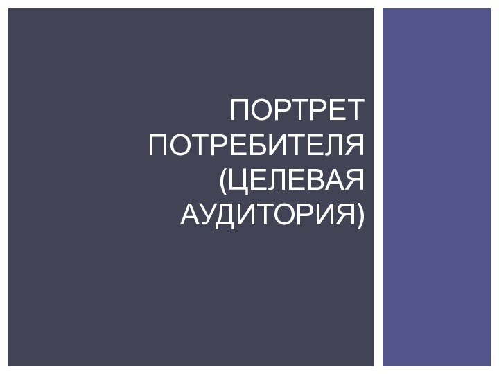 ПОРТРЕТ ПОТРЕБИТЕЛЯ  (ЦЕЛЕВАЯ АУДИТОРИЯ)