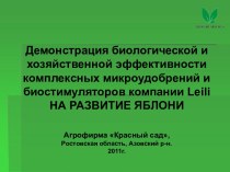 Биологическая и хозяйственная эффективность комплексных микроудобрений и биостимуляторов компании Leili на развитие яблони