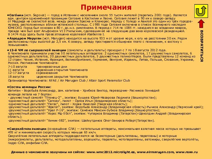 Состав команды России:Капитан - Воробьёв Александр, зам. капитана - Хрибков Виктор, переводчик-