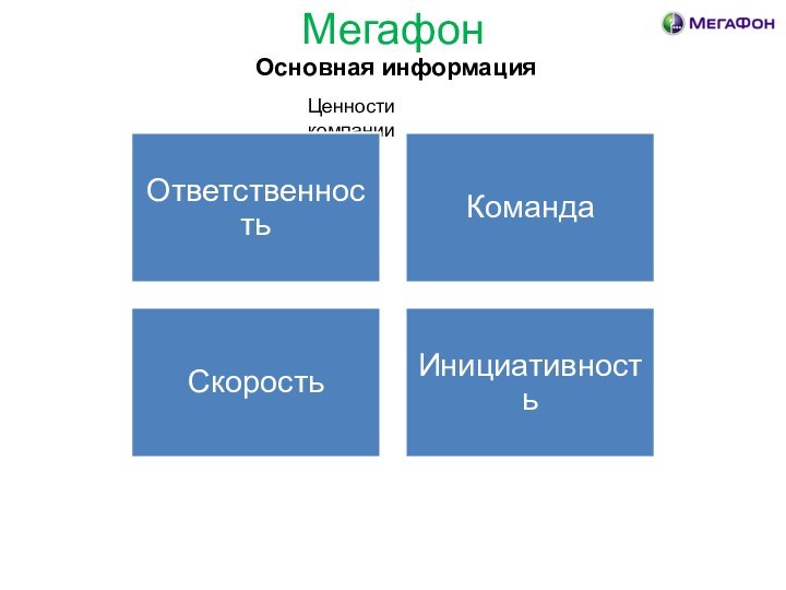 МегафонОсновная информацияЦенности компании