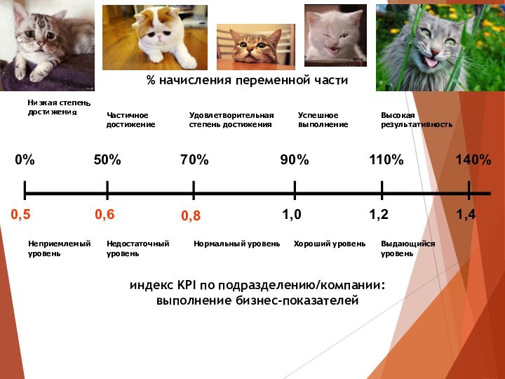 % начисления переменной частииндекс KPI по подразделению/компании: выполнение бизнес-показателей 