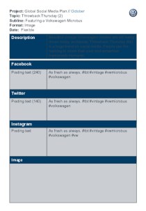 Project: Global Social Media Plan // October Topic: Throwback Thursday (2) Subline: Featuring a Volkswagen Microbus