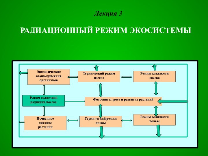 Лекция 3РАДИАЦИОННЫЙ РЕЖИМ ЭКОСИСТЕМЫ