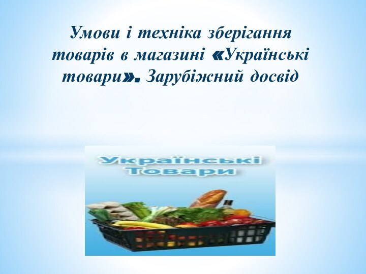 Умови і техніка зберігання товарів в магазині «Українські товари». Зарубіжний досвід