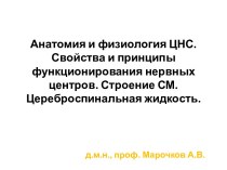 Анатомия и физиология ЦНС. Свойства и принципы функционирования нервных центров. Строение СМ. Цереброспинальная жидкость