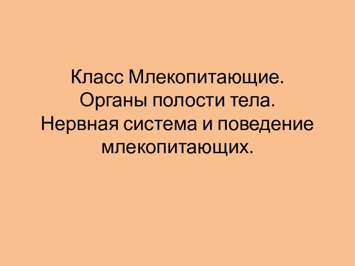 Класс Млекопитающие. Органы полости тела. Нервная система и поведение млекопитающих.