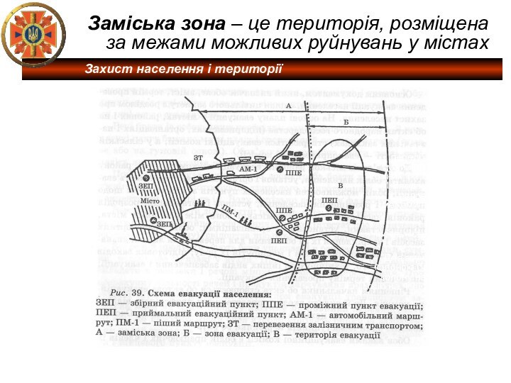 Заміська зона – це територія, розміщена за межами можливих руйнувань у містахЕвакуйовані